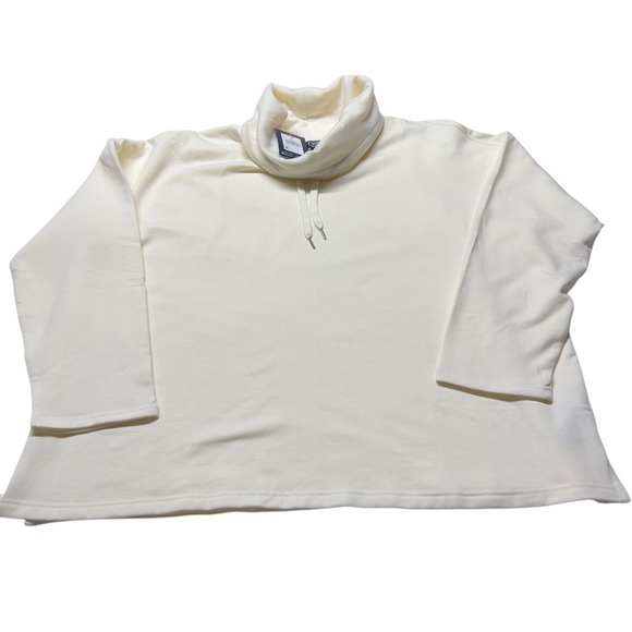 Chaps Women's Plus Size Ivory Cowl Neck Sweatshirt –‎ 2X Soft Off-White - Picture 3 of 4